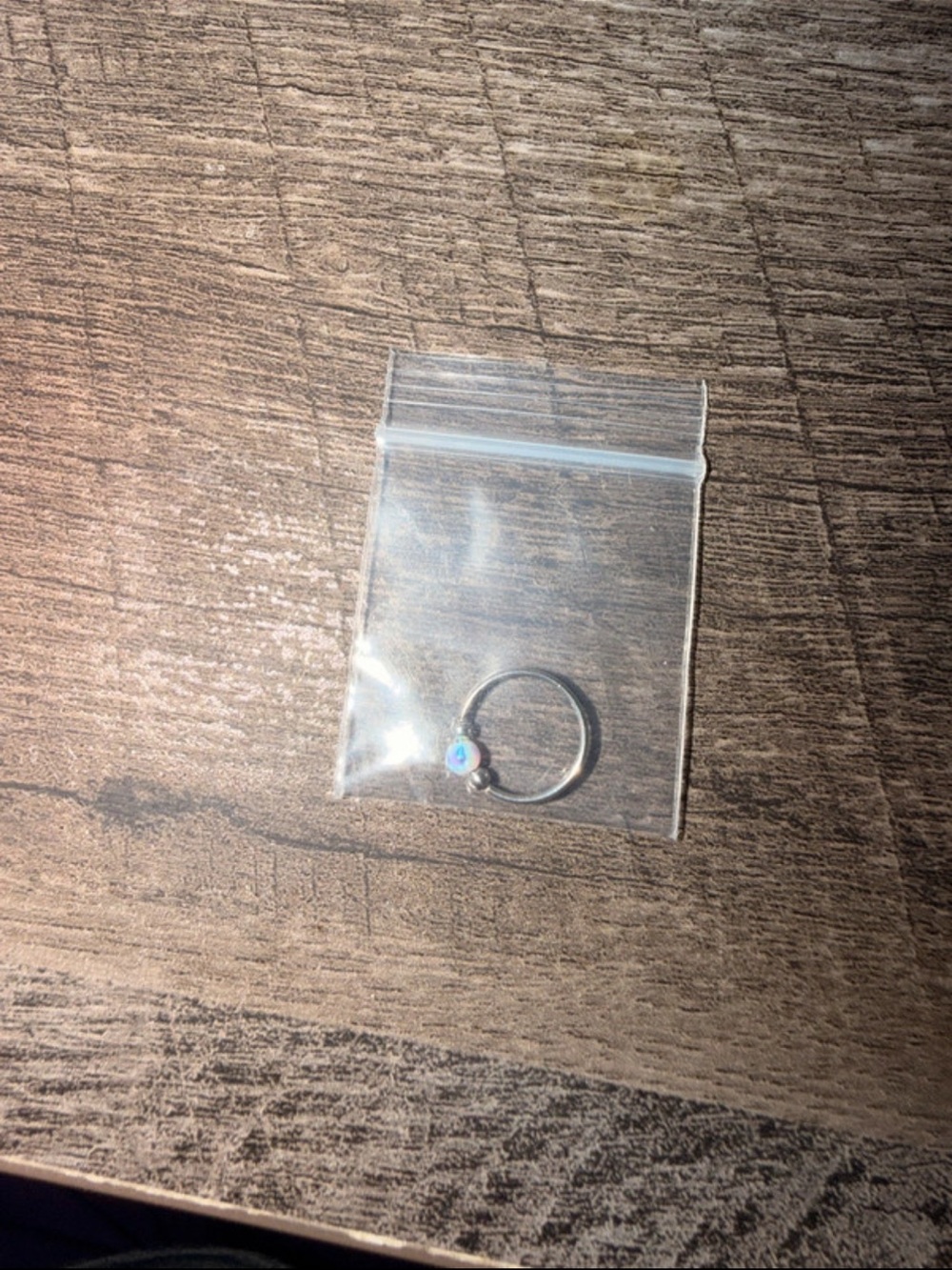 Silver Opal Accent Hoop Ring - Small Silver Wearable